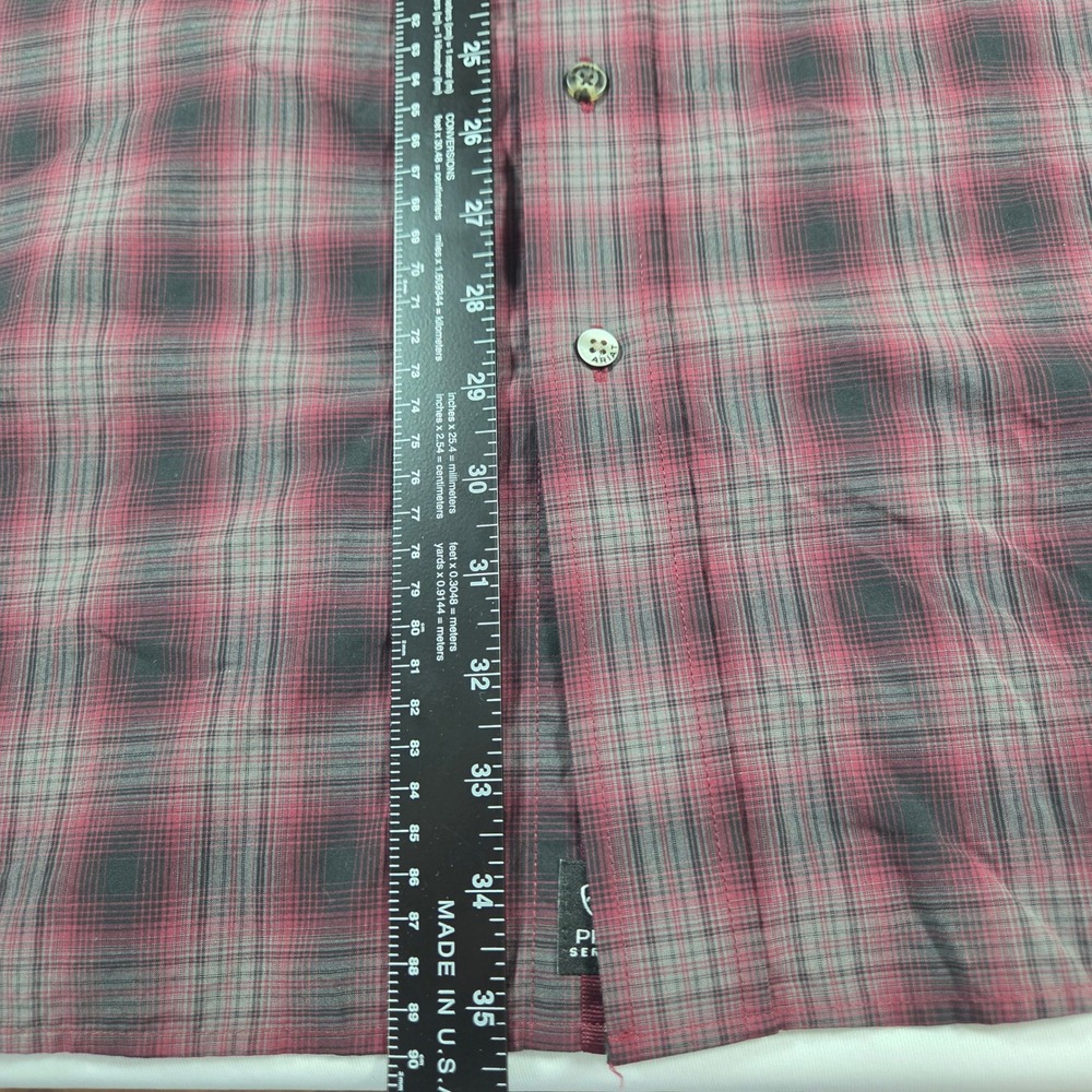 Ariat Pro Series Mens XXL Tall Burgundy Black Plaid Stretch Button Down Shirt - Picture 8 of 10
